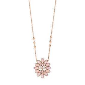 DIAMOND   PINK OPAL BLOSSOM NECKLACE