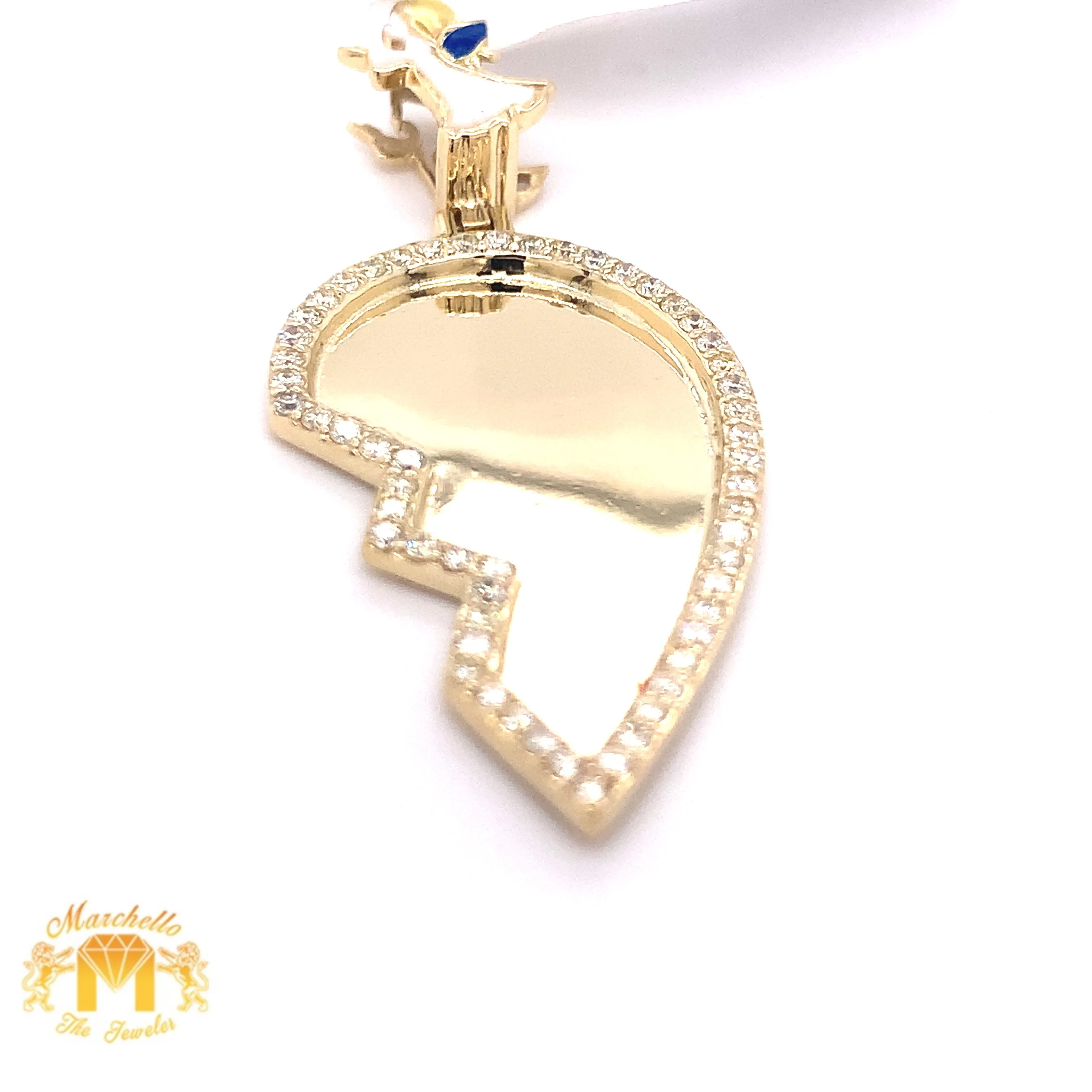 Diamonds and 14k Gold Custom Memory Picture Pendant & Gold Chain Set (broken heart shaped)