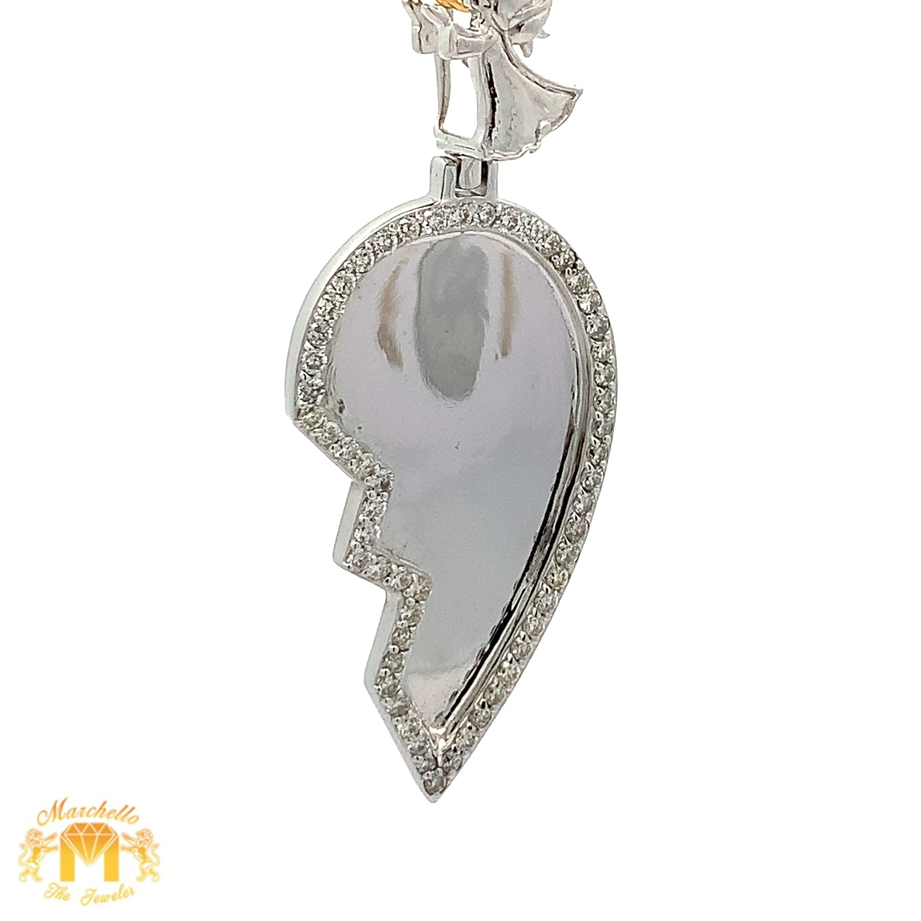 Diamonds and 14k Gold Custom Memory Picture Pendant & Gold Chain Set (broken heart shaped)