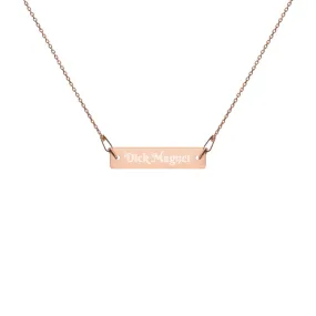 Dick Magnet Engraved Silver Bar Chain Necklace