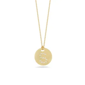 Disc Pendant with Diamond Initial S