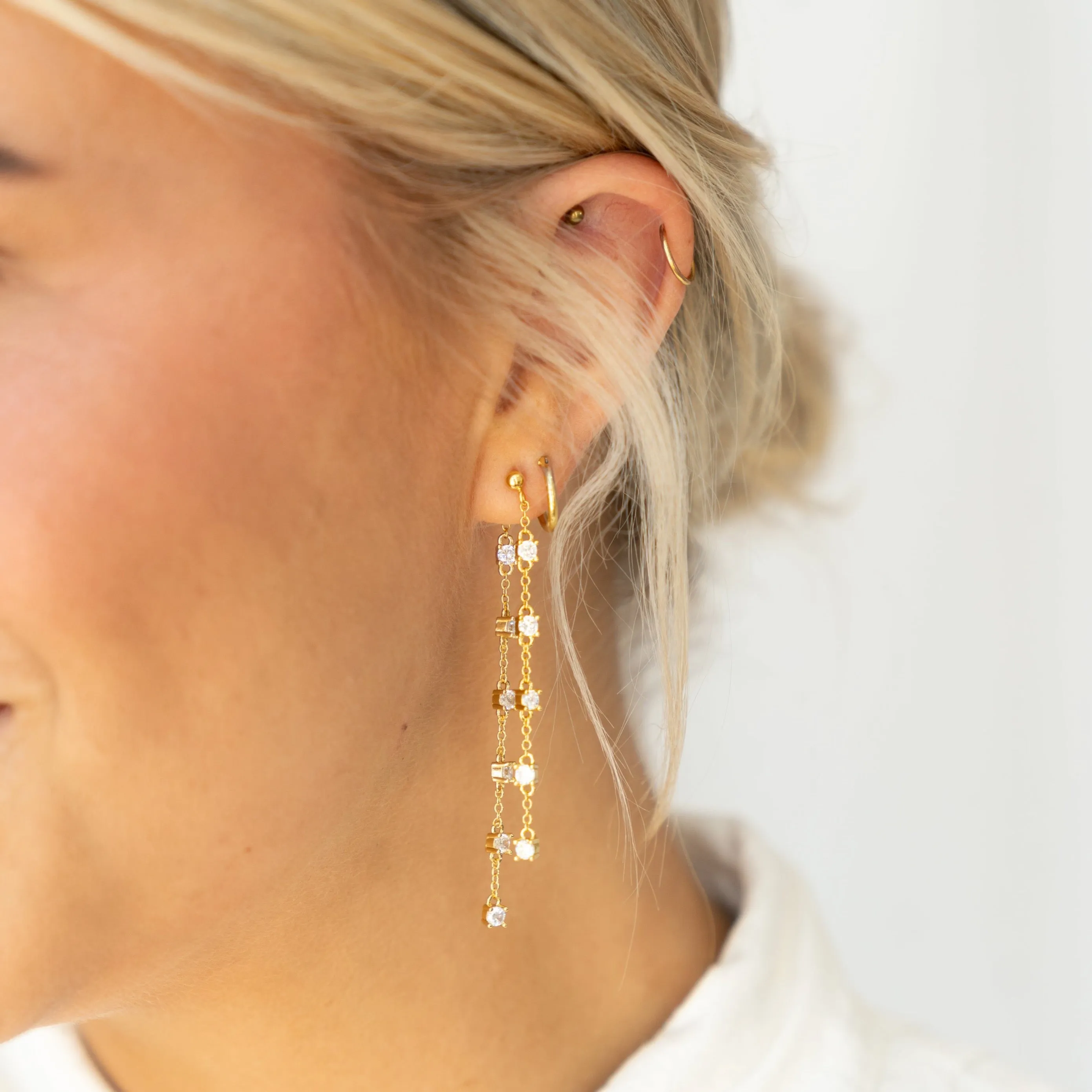 Double Strand Diamond Earrings