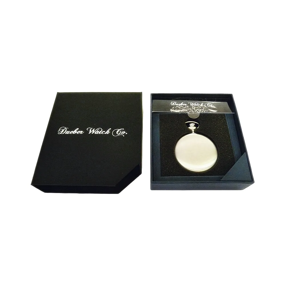 Dueber 112-532 Military Style Pocket Watch, Swiss Quartz Movement, Black Dial with Luminous Hands