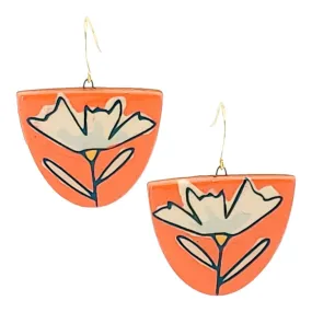 Earrings - Coral Floral Dangles by Catie Miller Ceramics