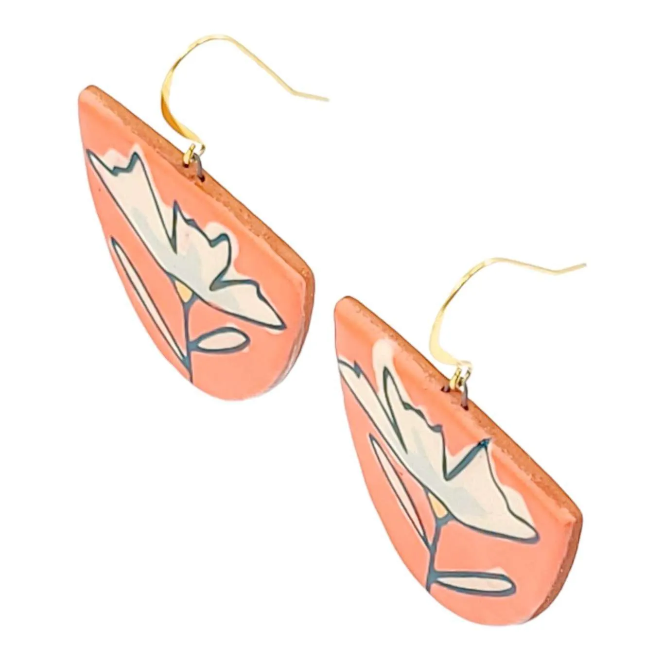 Earrings - Coral Floral Dangles by Catie Miller Ceramics