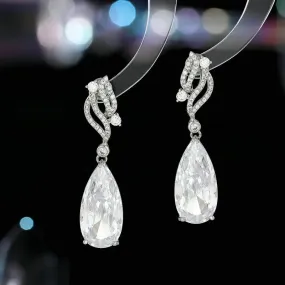 Elegant  Crystal Cubic Zirconia Long Water Drop Earring For Bridal Wedding Women Jewely Accessories LYG041