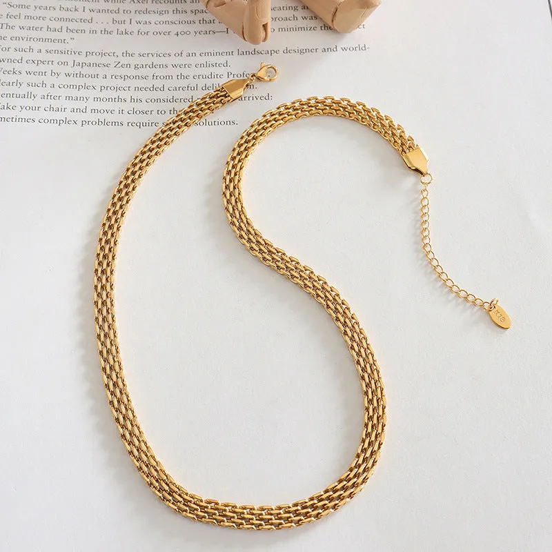 Elegant French-inspired Titanium Steel Necklace with 18K Gold Plating