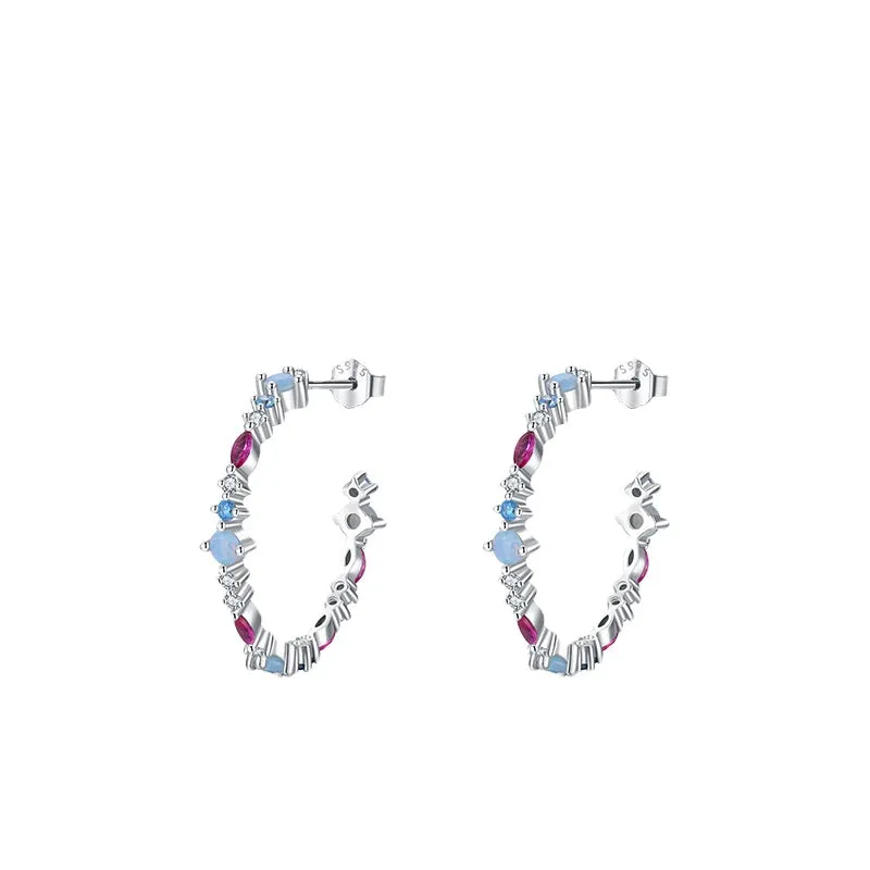 Elegant S925 Pure Silver Zircon Earrings for Women - Korean Style