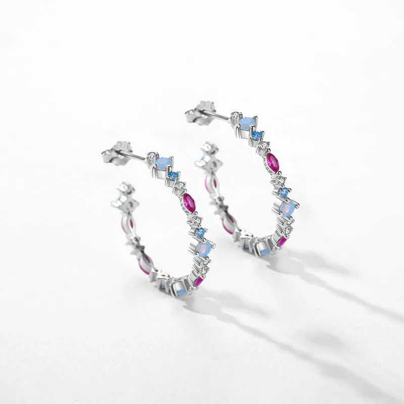 Elegant S925 Pure Silver Zircon Earrings for Women - Korean Style