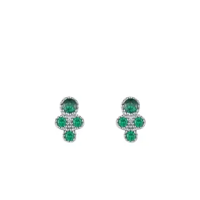 Elegant S925 Sterling Silver Emerald Zircon Stud Earrings for Women