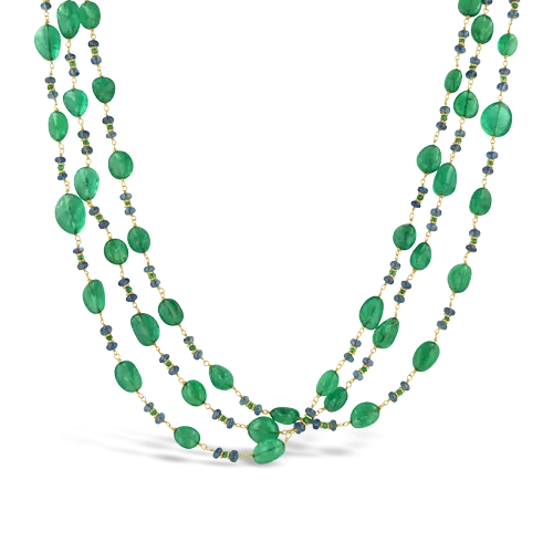 Emerald & Sapphire Bead Estate Necklace