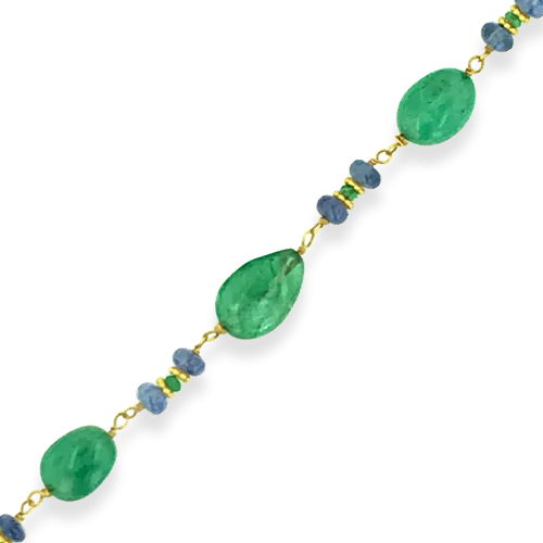Emerald & Sapphire Bead Estate Necklace