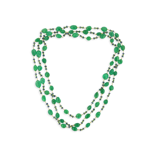 Emerald & Sapphire Bead Estate Necklace
