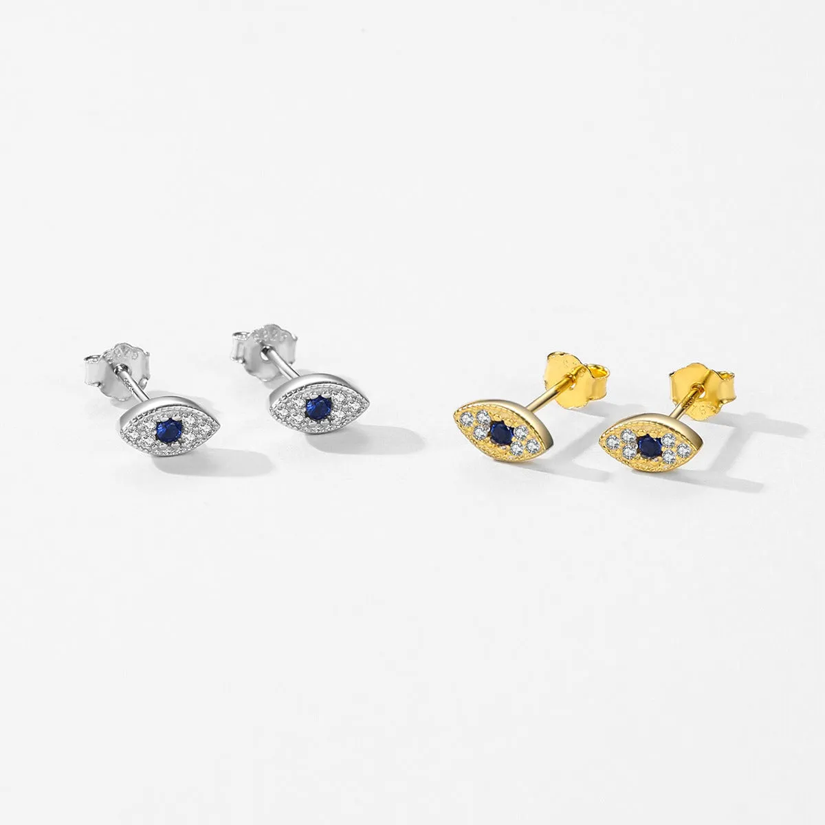 Exquisite Devil's Eye Earrings, S925 Sterling Silver with Zircons
