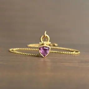Faceted Cerise Pink Sapphire Trillion Pendant