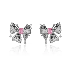 Fashion Cubic Zircon Bow Earrings for Wedding, Crystals Stud Earring for Bride, Women Girl Birthday Party Jewelry CE11901
