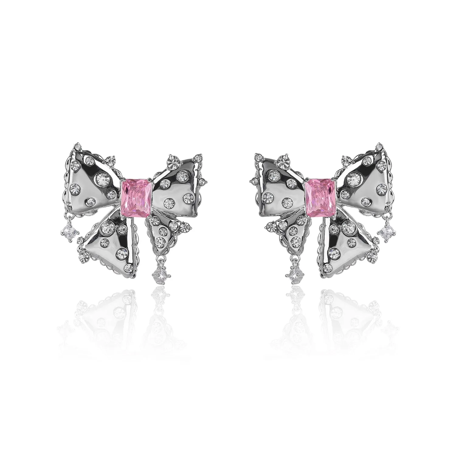 Fashion Cubic Zircon Bow Earrings for Wedding, Crystals Stud Earring for Bride, Women Girl Birthday Party Jewelry CE11901