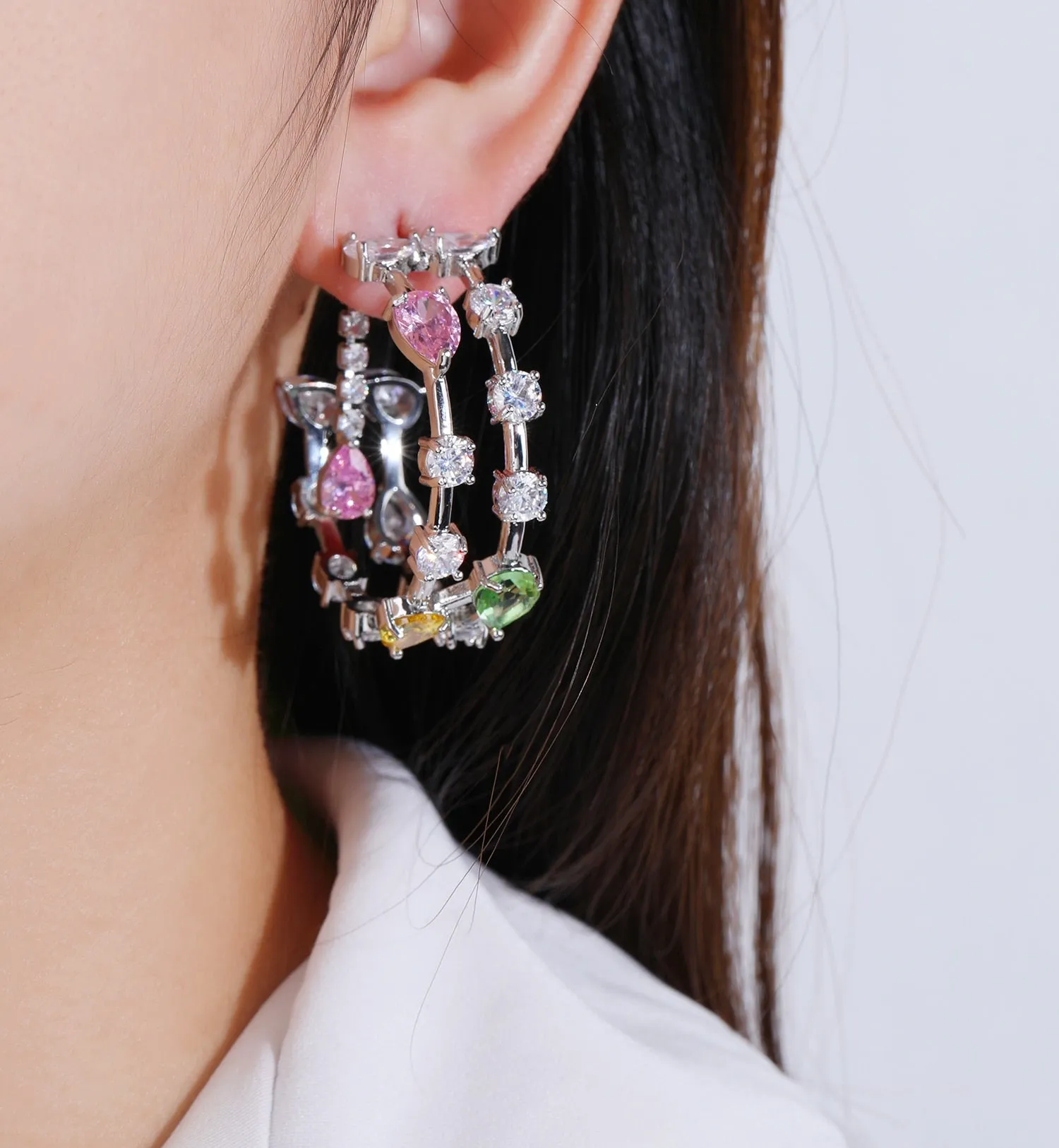 Fashion Cubic Zircon Rings Earrings for Wedding, Crystals Stud Earring for Bride, Women Girl Birthday Party Jewelry CE11904