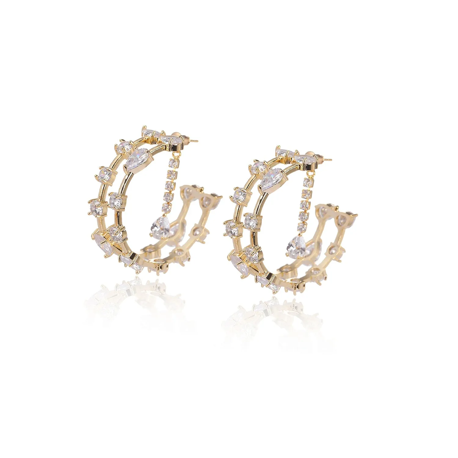 Fashion Cubic Zircon Rings Earrings for Wedding, Crystals Stud Earring for Bride, Women Girl Birthday Party Jewelry CE11904