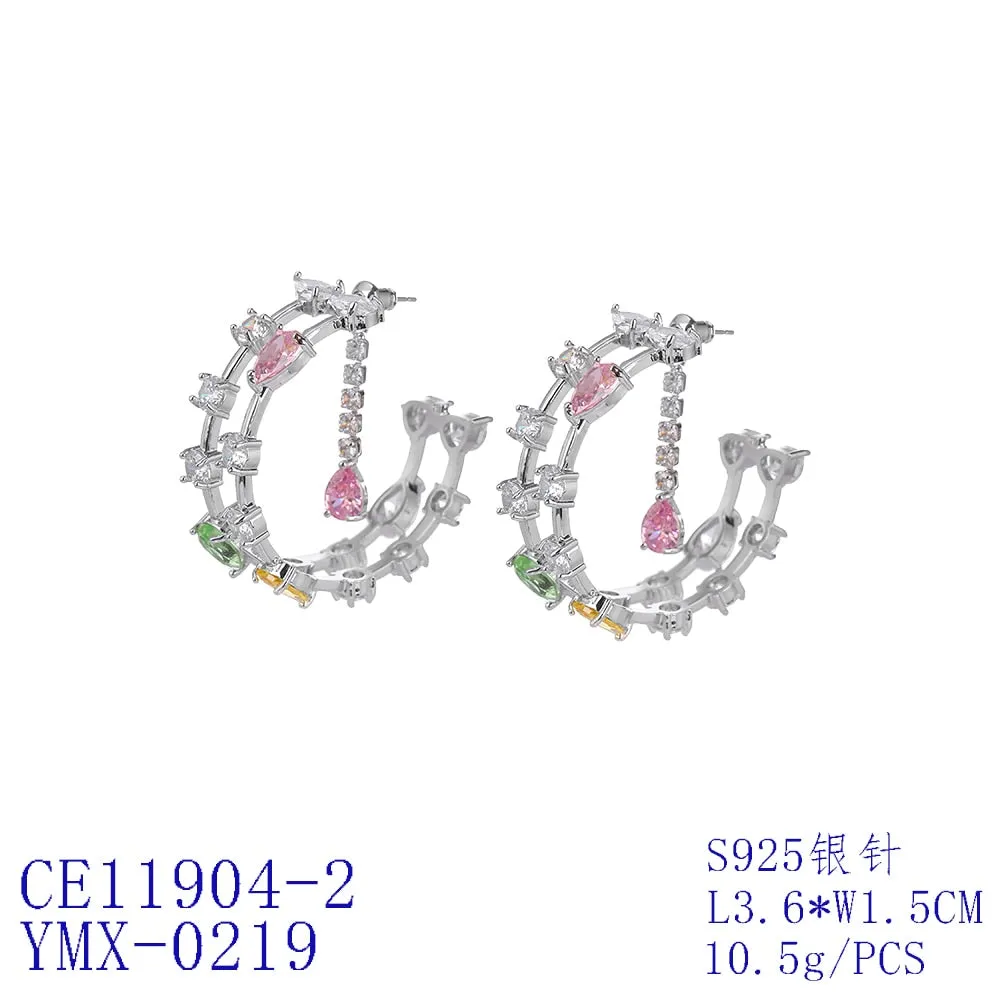 Fashion Cubic Zircon Rings Earrings for Wedding, Crystals Stud Earring for Bride, Women Girl Birthday Party Jewelry CE11904