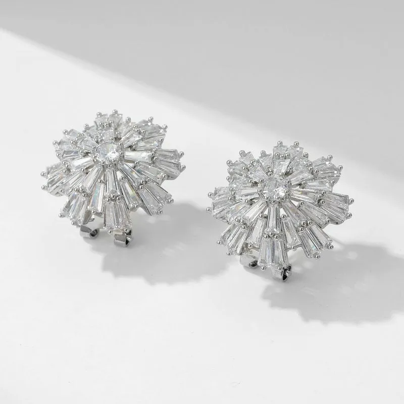 Fashion s925 silver needle earrings trapezoidal zircon inlaid anti drop buckle snowflake earrings LYX200