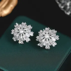 Fashion s925 silver needle earrings trapezoidal zircon inlaid anti drop buckle snowflake earrings LYX200
