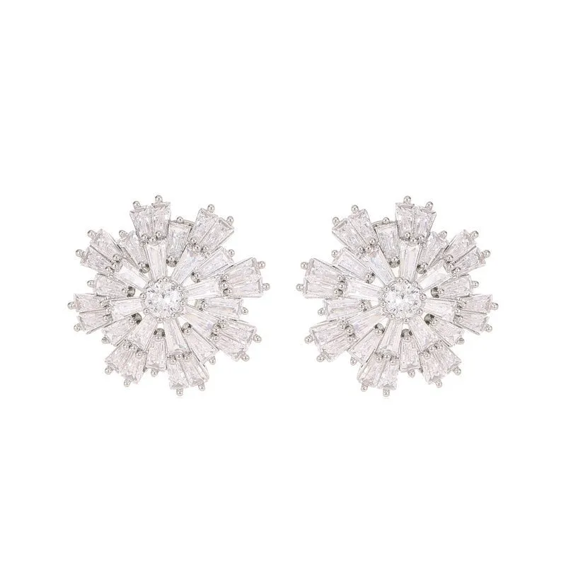 Fashion s925 silver needle earrings trapezoidal zircon inlaid anti drop buckle snowflake earrings LYX200