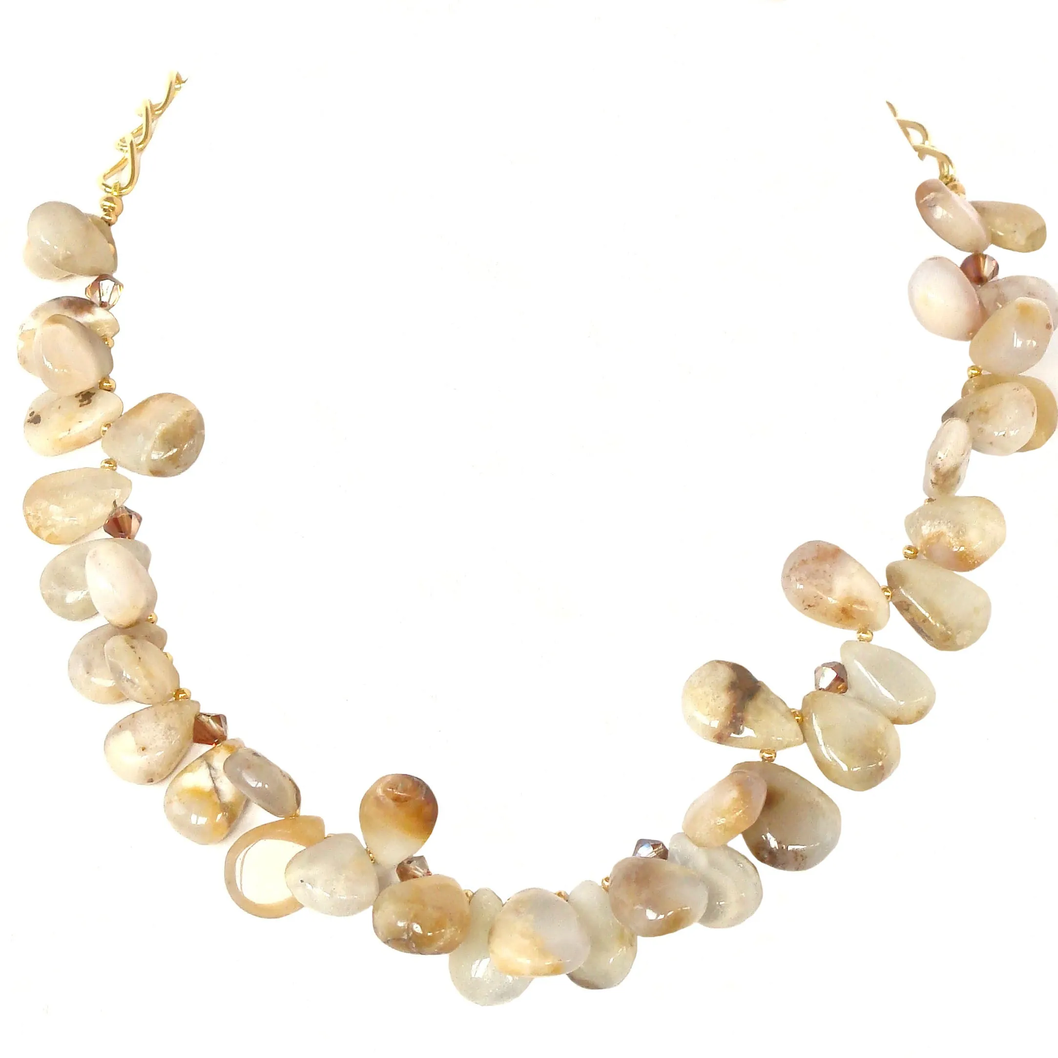 Fia: Gemstone Bib Necklace in Neutral Colors
