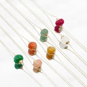 Floating Gemstone Pumpkin Necklace (Multicolor)