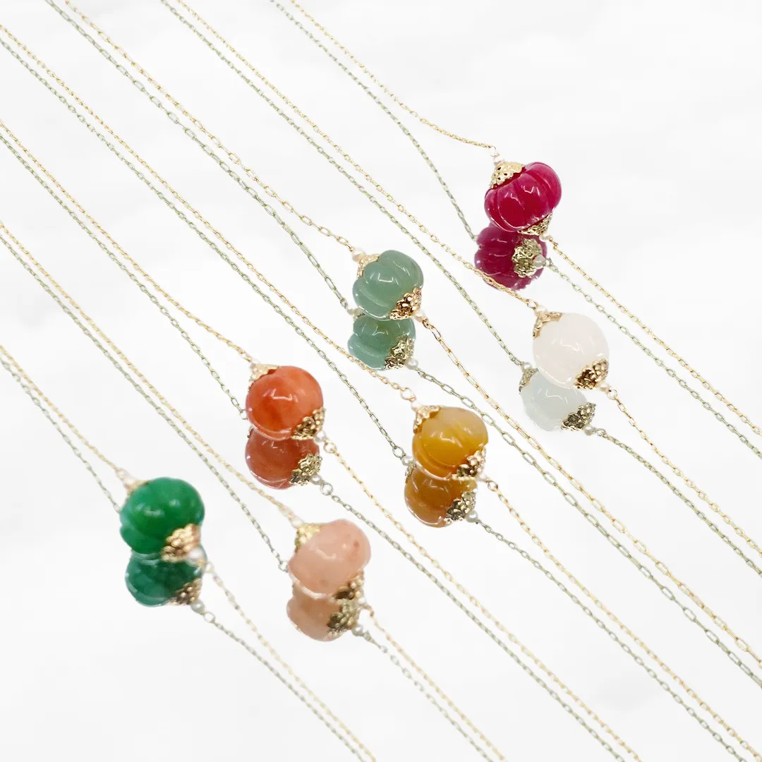Floating Gemstone Pumpkin Necklace (Multicolor)