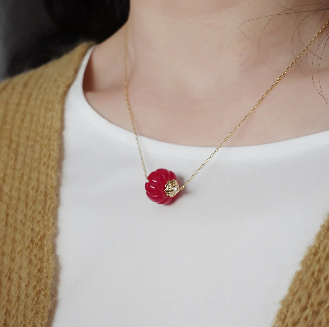 Floating Gemstone Pumpkin Necklace (Multicolor)