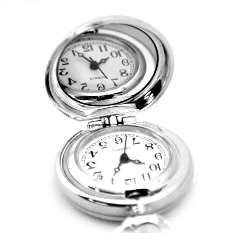 Floral Skull Enamel Mini Pocket Watch Necklace
