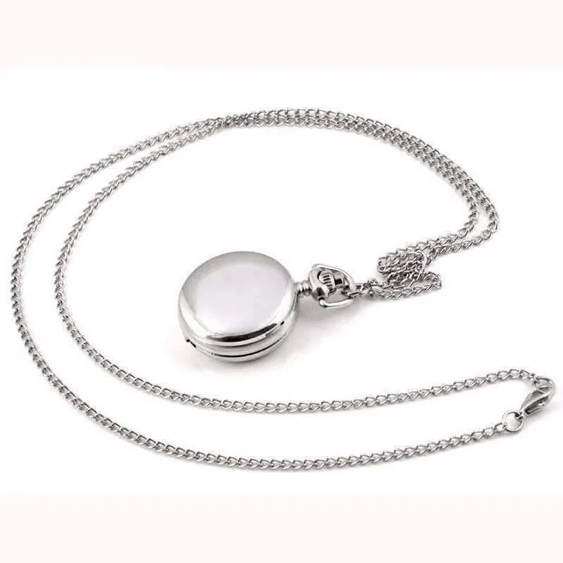 Floral Skull Enamel Mini Pocket Watch Necklace
