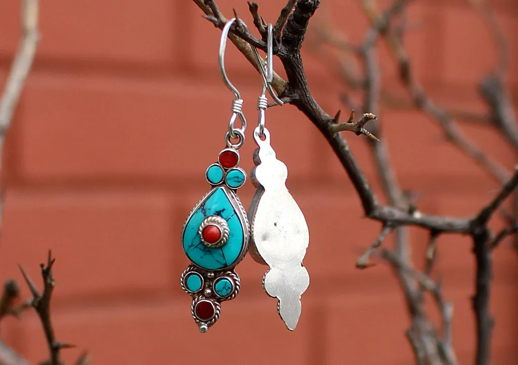 Flower Drop Sterling Silver Dangle Earrings