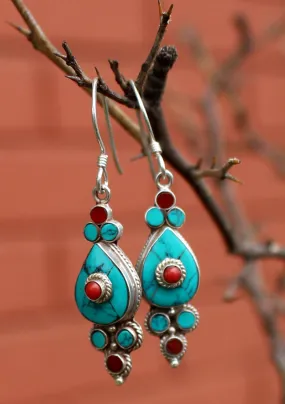 Flower Drop Sterling Silver Dangle Earrings