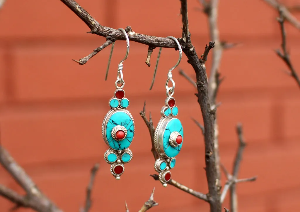 Flower Drop Sterling Silver Dangle Earrings