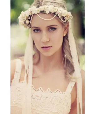 Flower pearl crown headband