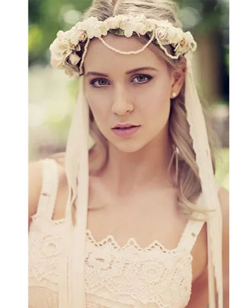 Flower pearl crown headband