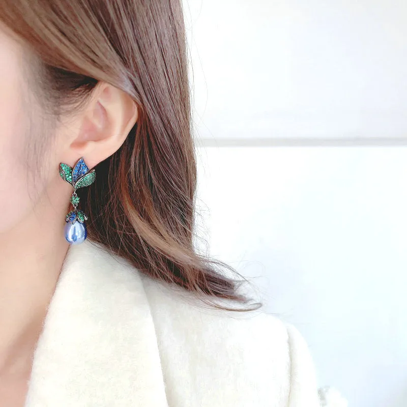 Flower Pearl Drop Earrings