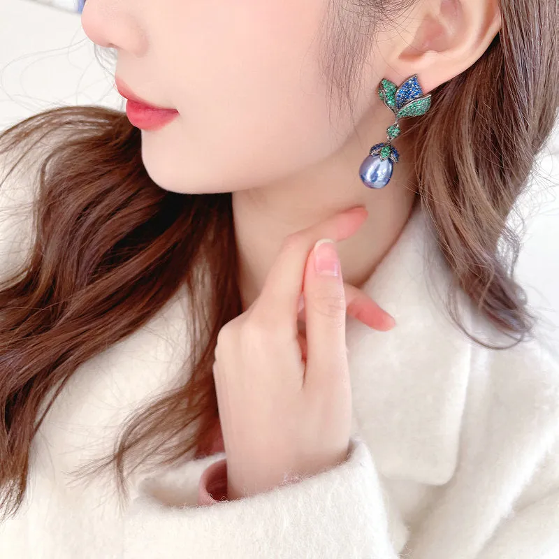 Flower Pearl Drop Earrings