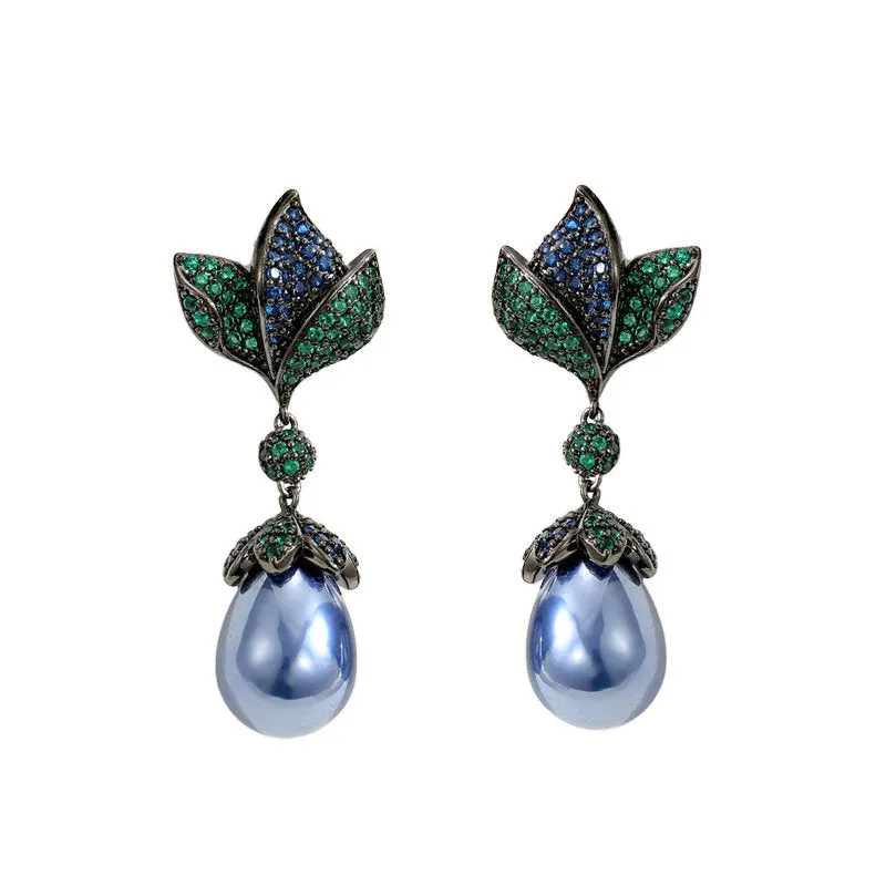 Flower Pearl Drop Earrings