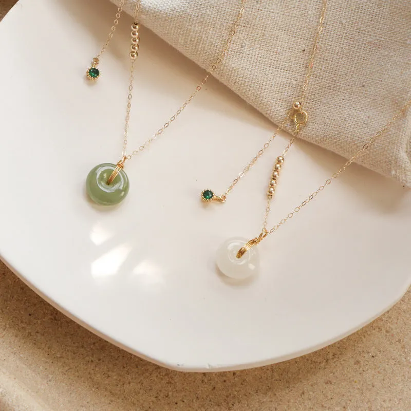 Fortune's Favor Jade Bead Necklace with Safety Buckle