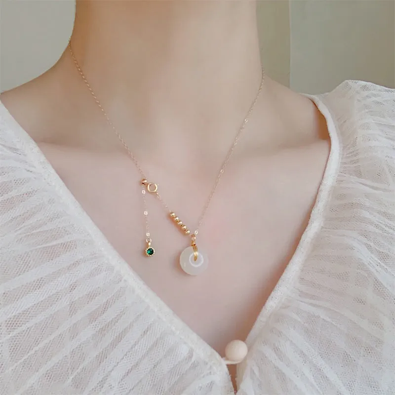 Fortune's Favor Jade Bead Necklace with Safety Buckle