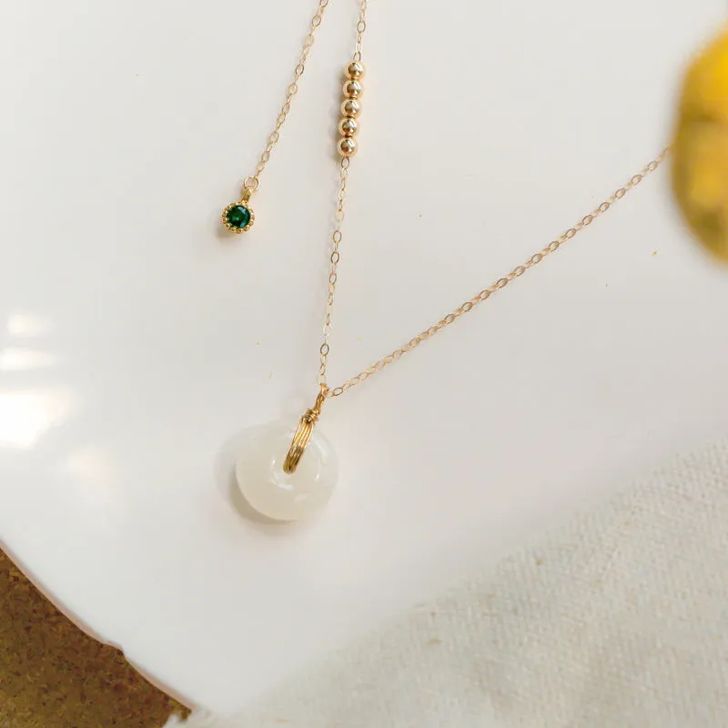 Fortune's Favor Jade Bead Necklace with Safety Buckle