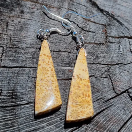 Fossil Coral Stone - Boho Earrings