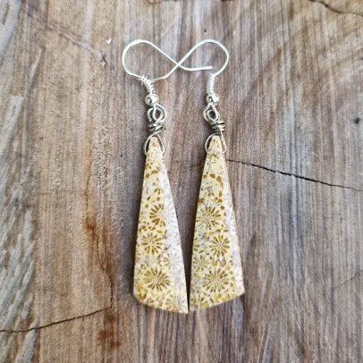 Fossil Coral Stone - Boho Earrings