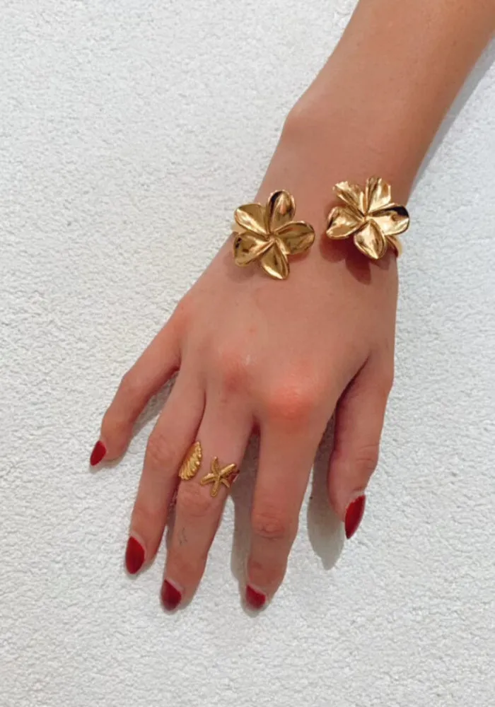 Frangipani Gold Cuff