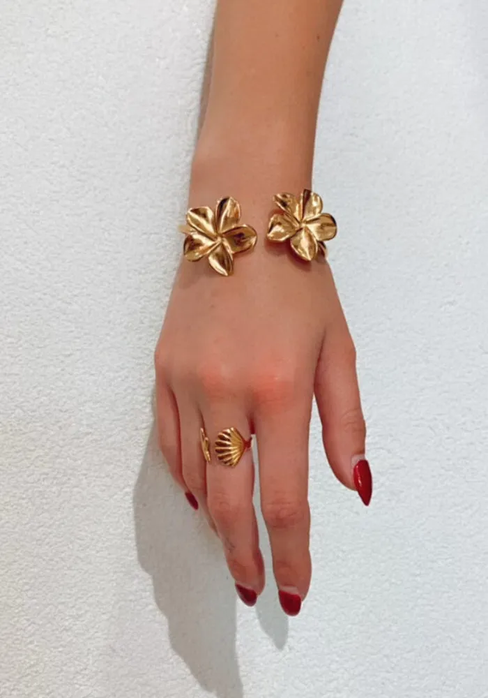 Frangipani Gold Cuff