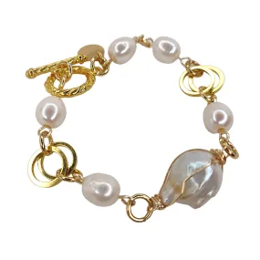 Freshwater Pearl & GOLD Link Bracelet