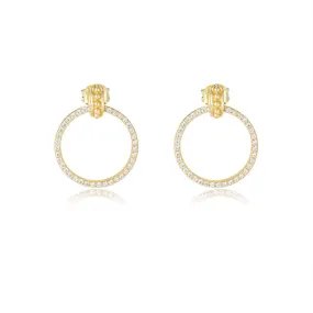 Full Zircon Hollow Circle Silver Drop Earrings for Women